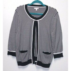 Croft & Barrow Womens Sweater Nautical Stripes Cardigan XL Button Up Pockets EUC